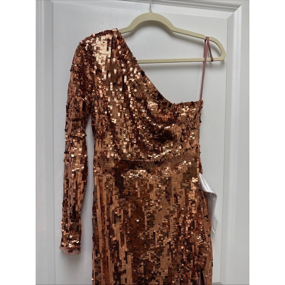 Mac Duggal Size 2 Copper 10788 Sequined Maxi Formal Evening Dress Prom Gown New - Picture 6 of 11
